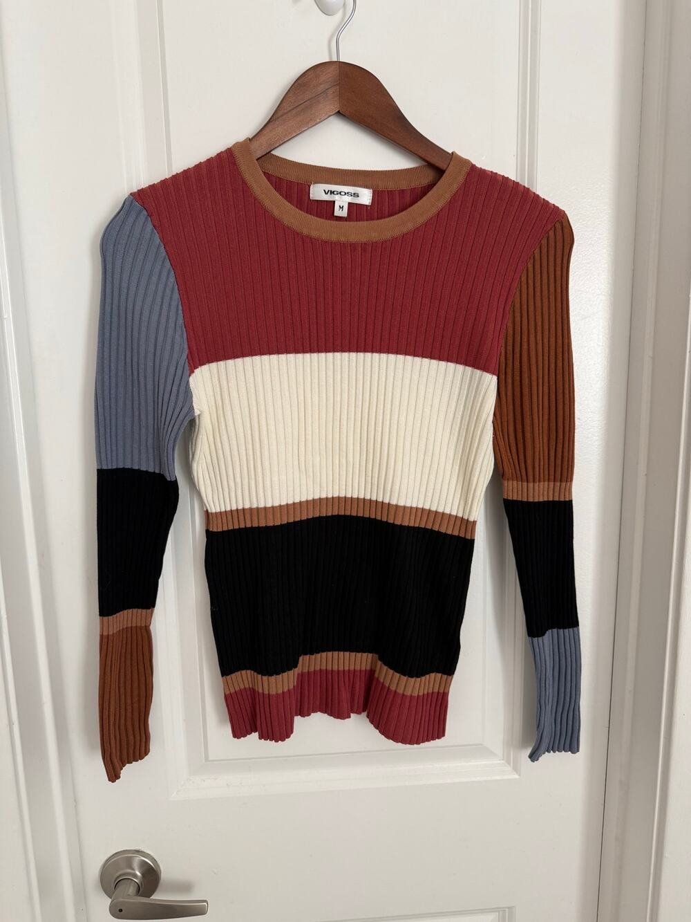 Vigoss Colorblock Ribbed Retro Sweater Size Medium